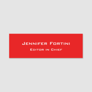 Porte-nom Rouge Plain élégant minimaliste moderne