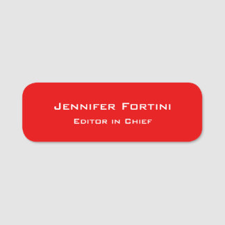 Porte-nom Rouge Plain élégant minimaliste moderne