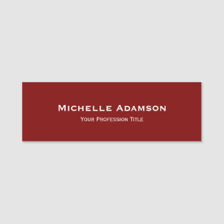 Porte-nom Rouge profond professionnel uni moderne
