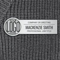 Round Business Logo Employee ID Faux Metal Silver