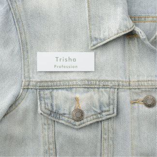Porte-nom Sage Green Modern Script Custom Employee ID