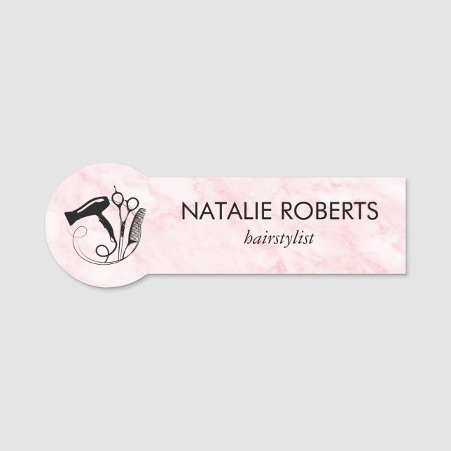 Porte-nom Salon de beauté Pink Marble (Devant)