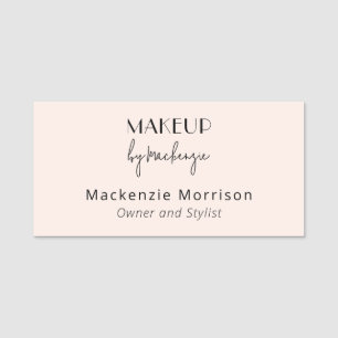 Porte-nom Salon de Maquillage Rectangle Rose Pâle Noir