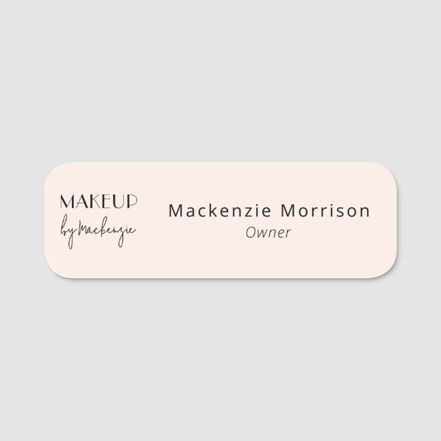 Porte-nom Salon de Maquillage Rose Pâle Noir (Devant)