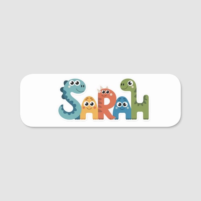 Porte-nom Sarah Dinosaur Nom Cute Dino Lettres Design (Devant)