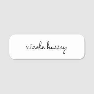 Porte-nom Script blanc | Monogramme élégant minimaliste mode