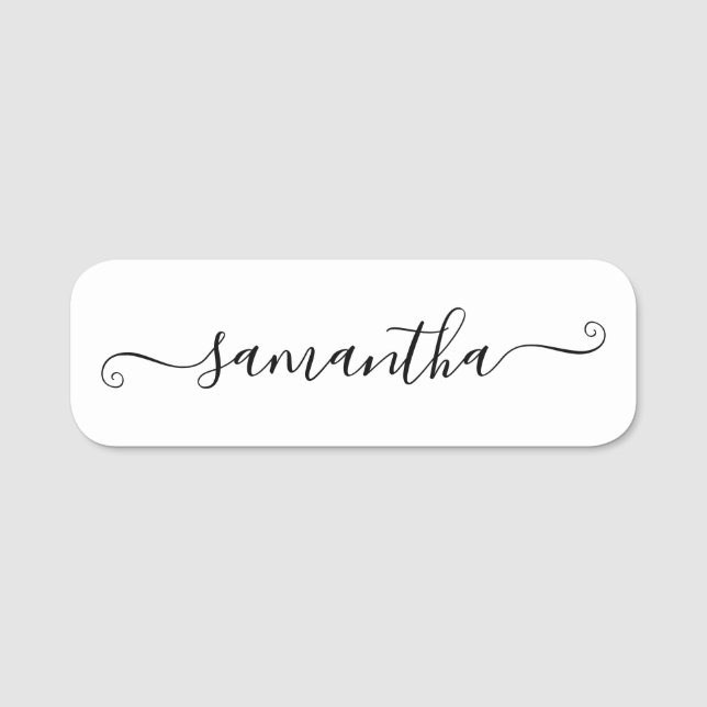 Porte-nom Script de signature mignon noir (Devant)