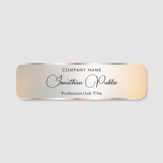 Porte-nom Script manuscrit Custom Modèle Silver Look (Devant)