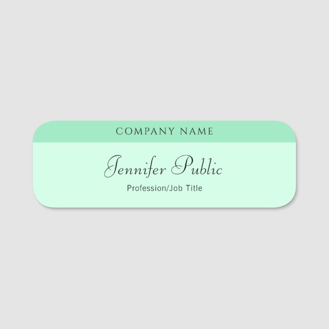 Porte-nom Script manuscrit Elegant Modèle Mint Green (Devant)