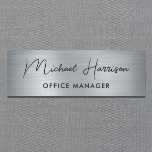 Porte-nom Script moderne professionnel Silver