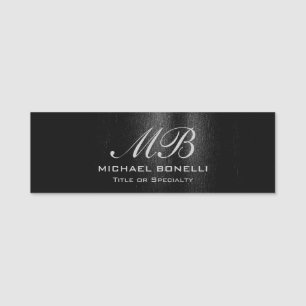Porte-nom Script monogramme noir gris moderne mignon