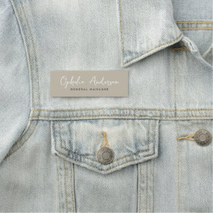 Porte-nom Script naturel minimal moderne boho QRcode
