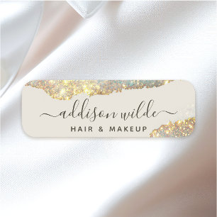 Porte-nom Script Signature Holographique Moderne Paillettes