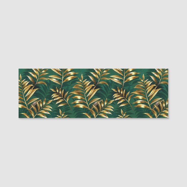 Porte-nom Seamless pattern with golden ferns (Devant)