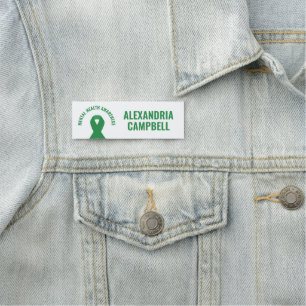 Porte-nom Sensibilisation à la santé mentale Ribbon vert