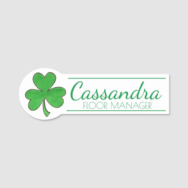 Porte-nom Shamrock irlandais vert Clover St. Patrick's Day (Devant)