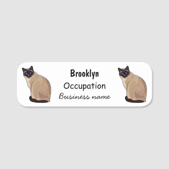 Porte-nom Siamese cat cartoon (Devant)