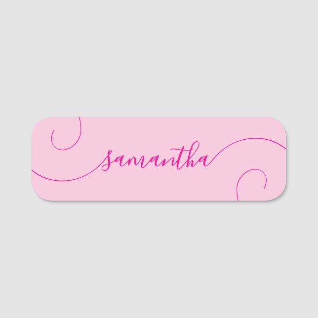 Porte-nom Signature Bouclée Rose Chaud (Devant)