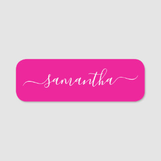 Porte-nom Signature Féminin Rose Chaud et Blanc