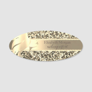 Porte-nom Silhouette de Fille au Glitter Doré Élégant