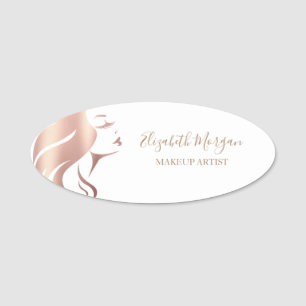 Porte-nom Silhouette de visage de fille blanche élégante, ma