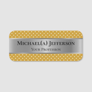 Porte-nom Silver De Luxe Et Pois Jaune De La moutarde
