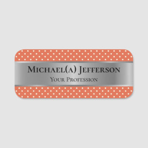 Porte-nom Silver De Luxe Sur Koi Poisson Moderne Pois Orange