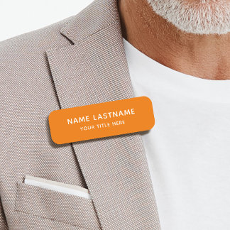 Porte-nom Simple Basique Orange Titre Sécurité Pin Magnétiqu