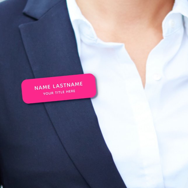 Porte-nom Simple Basique Titre Rose Pin de sécurité Magnétiq (Créateur téléchargé)