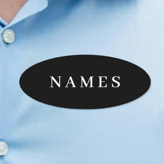 Porte-nom Simple Black Custom Add Your Name Elegant