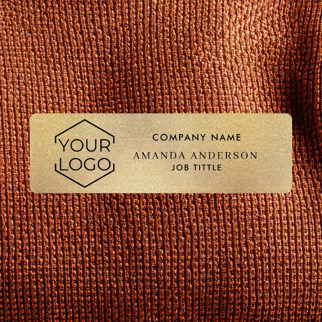 Porte-nom Simple Elegant Gold Logo Employee Plastic  (Créateur téléchargé)