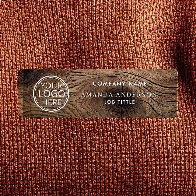 Porte-nom Simple Elegant Wood Logo Employee Plastic  (Créateur téléchargé)