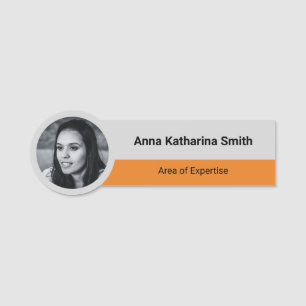Porte-nom Simple Gris Noir Orange Profil Image Expertise