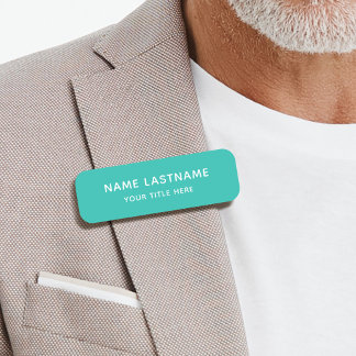 Porte-nom Simple Moderne Turquoise Titre Sécurité Pin magnét