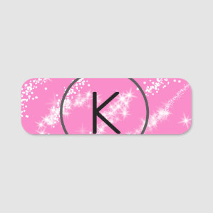 Porte-nom simple monogramme blanc monogramme rose parties sc