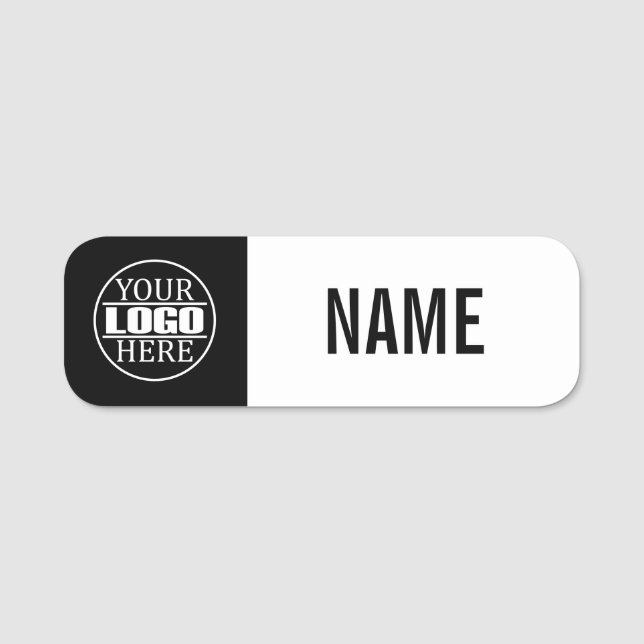 Porte-nom Simple Noir Et Blanc Votre Logo Ici (Devant)