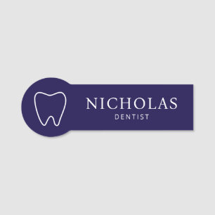 Porte-nom Simple Tooth Navy Blue Dentist Dental Clinique den