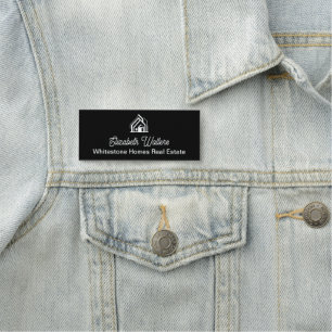 Porte-nom Société immobilière chic Black Realtor personnalis