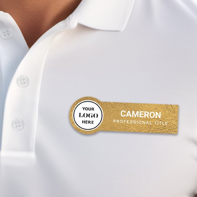 Porte-nom Société Logo Cercle de Faux Papier D'or (Créateur téléchargé)