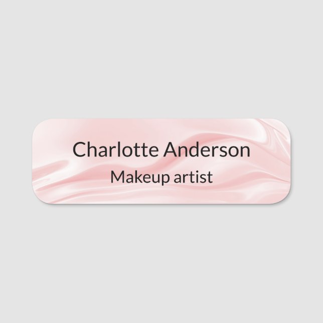 Porte-nom Soie rose pâle satin élégant affaires (Devant)