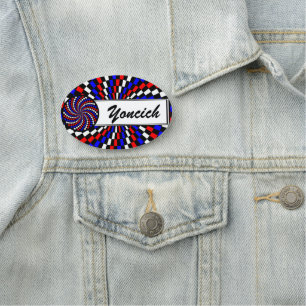 Porte-nom Spirale rouge blanc de Checker bleu par Kenneth Yo