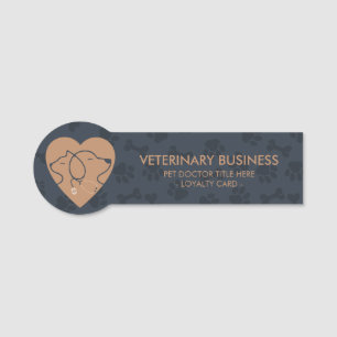 Porte-nom Stéthoscope Cardiaque Pattes de Vétérinaire Chien 