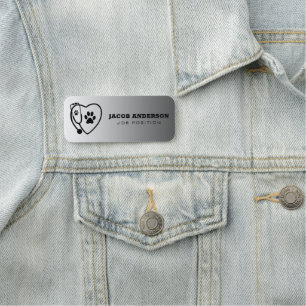 Porte-nom Stethoscope et Empreinte de patte