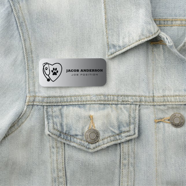 Porte-nom Stethoscope et Empreinte de patte (En situation)