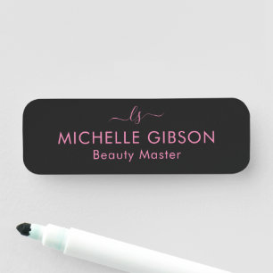 Porte-nom Studio de beauté professionnel Monogram Rose Noir