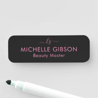 Porte-nom Studio de beauté professionnel Monogram Rose Noir