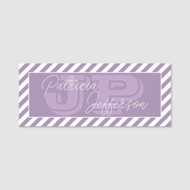 Porte-nom Style Purple Haze White Stripes : Unique Monogramm (Devant)