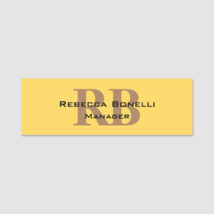 Porte-nom Style tendance Monogramme minimaliste Jaune clair
