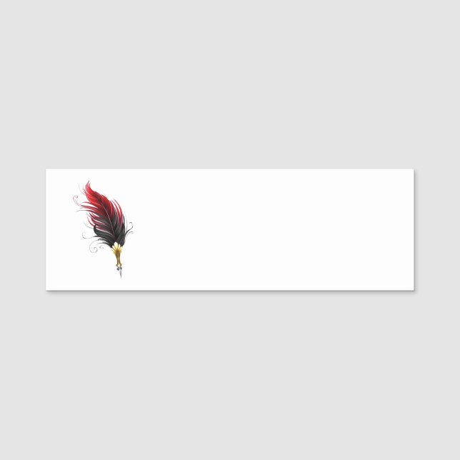 Porte-nom Stylo rouge en plumes avec nib or (Devant)