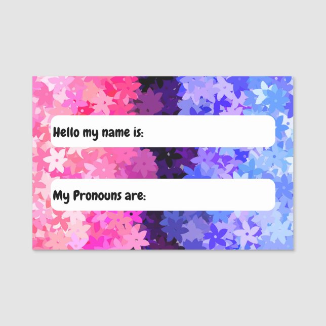 Porte-nom Super Boho Quirky Retro Floral Omnisexual Pride (Devant)